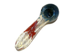 Color Changing Glass Pipe with Silver Fumed Frit Bowl 5"